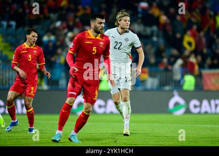 Podgorica, Monténégro. 16 novembre 2024. PODGORICA, MONTÉNÉGRO - 16 NOVEMBRE : Andri Gudjohnsen, de l'Islande, lors du match du Groupe B4 de la Ligue des Nations 2024/25 de l'UEFA Ligue B entre le Monténégro et l'Islande au Niksic City Stadium le 16 novembre 2024 à Niksic, Monténégro. Photo : Stefan Ivanovic/PIXSELL crédit : Pixsell/Alamy Live News Banque D'Images