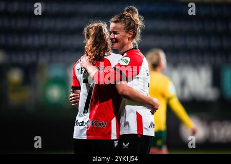 Sittard - Jarne Teulings de Feyenoord Rotterdam lors de la septième manche de l'Azerion Vrouwen Eredivisie en saison 2024/2025. Le match se déroule entre Fortuna Sittard V1 et Feyenoord V1 au Fortuna Sittard Stadion le 16 novembre 2024 à Sittard, aux pays-Bas. (VK Sportphoto/Danny de Groot) Banque D'Images