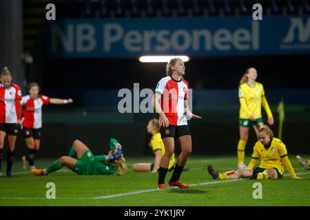 SITTARD, PAYS-BAS - 16 NOVEMBRE : Jarne Teulings de Feyenoord célèbre son but lors du match Azerion Vrouwen Eredivisie entre Fortuna Sittard et Feyenoord au stade Fortuna Sittard le 16 novembre 2024 à Sittard, pays-Bas (photo de Orange Pictures/Orange Pictures) crédit : Orange pics BV/Alamy Live News Banque D'Images