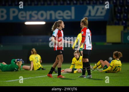 SITTARD, PAYS-BAS - 16 NOVEMBRE : Jarne Teulings de Feyenoord célèbre son but lors du match Azerion Vrouwen Eredivisie entre Fortuna Sittard et Feyenoord au stade Fortuna Sittard le 16 novembre 2024 à Sittard, pays-Bas (photo de Orange Pictures/Orange Pictures) crédit : Orange pics BV/Alamy Live News Banque D'Images