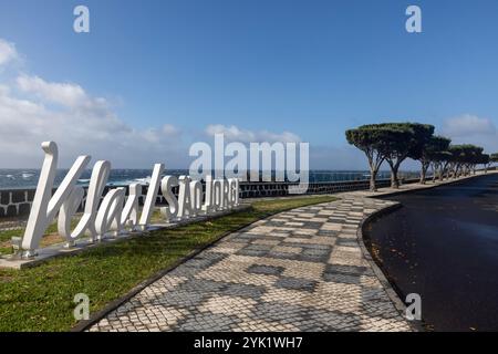 La ville de Velas est l'une des plus anciennes communautés installées sur l'île de Sao Jorge, aux Açores. Banque D'Images