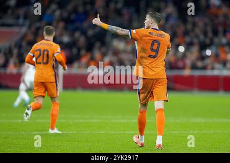 Amsterdam, pays-Bas. 16 novembre 2024. AMSTERDAM, 16-11-2024, JohanCruyff Arena, match de Ligue des Nations entre les pays-Bas et la Hongrie. Joueur néerlandais Wout Weghorst crédit : Pro Shots/Alamy Live News Banque D'Images