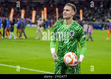 Amsterdam, pays-Bas. 16 novembre 2024. AMSTERDAM, 16-11-2024, JohanCruyff Arena, match de Ligue des Nations entre les pays-Bas et la Hongrie. Gardien de but néerlandais Bart Verbruggen crédit : Pro Shots/Alamy Live News Banque D'Images