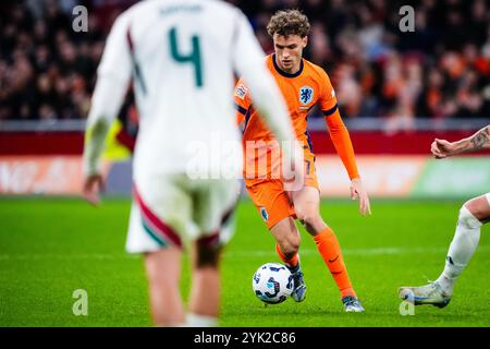 Amsterdam - Mats Wieffer des pays-Bas lors de la quatrième manche du nouveau format de la Ligue des Champions 2024/2025. Le match se déroule entre les pays-Bas et la Hongrie au Johan Cruijff Arena le 16 novembre 2024 à Amsterdam, aux pays-Bas. (Box to Box Pictures/Yannick Verhoeven) Banque D'Images