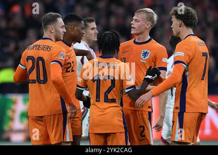 Amsterdam, Allemagne. 16 novembre 2024. Fussball UEFA Nations League Niederlande - Ungarn AM 16.11.2024 in der Johan Cruijff Arena in Amsterdam Torjubel zum 4:0 durch Teun Koopmeiners ( Niederlande ) Foto : Revierfoto crédit : ddp media GmbH/Alamy Live News Banque D'Images