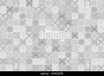 Un motif textile complexe qui présente un schéma de couleurs monochromes saisissant Banque D'Images