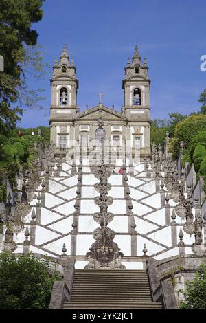 Portugal, Minho, Bom Jesus do Monte, escalier de l'Escadaria Banque D'Images