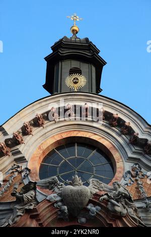 Germany, Bavaria, Munich, église, architecture détail Asam Banque D'Images