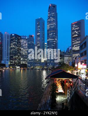 Singapour, quartier central des affaires, Boat Quay, rivière Singapour Banque D'Images