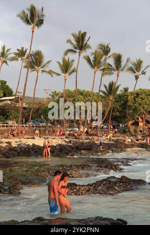 Hawaï, Big Island, White (Magic) Sands Beach,. Banque D'Images