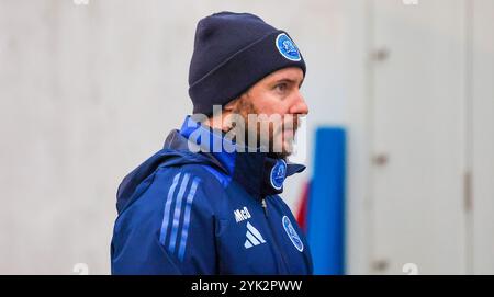 Mourneview Park, Lurgan, County Armagh, Irlande du Nord, Royaume-Uni. 09 novembre 2024. Sports Direct Premiership – Glenavon v Glentoran. Stephen McDonnell, manager de Glenavon. Banque D'Images