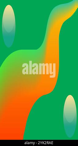 Fond vertical abstrait avec objet ondulé orange vert Illustration de Vecteur