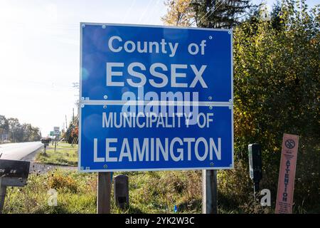 Panneau du comté d'Essex à Leamington, Ontario, Canada Banque D'Images