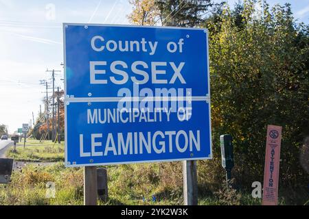 Panneau du comté d'Essex à Leamington, Ontario, Canada Banque D'Images