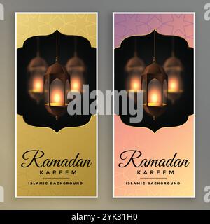 Magnifique ensemble de ramadan kareem banner Illustration de Vecteur