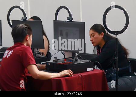 Mexico, Mexique. 16 novembre 2024. Les gens assistent pour demander des permis de conduire permanents, au point de traitement installé dans la Ciudad Deportiva, dans le bureau du maire d'Iztacalco. Le 16 novembre 2024 à Mexico, Mexique. (Photo de Carlos Santiago/Eyepix Group/SIPA USA) crédit : SIPA USA/Alamy Live News Banque D'Images