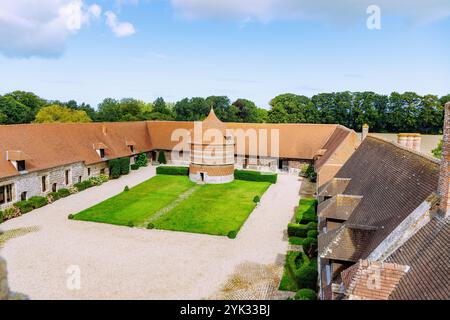 Manoir d&#39;Ango Maison de campagne avec pigeonnier (Colombier, Pigeonnier) à Varengeville-sur-mer sur la côte d'Albâtre (Côte d&#39;Albâtre, Cote d&#39;A Banque D'Images