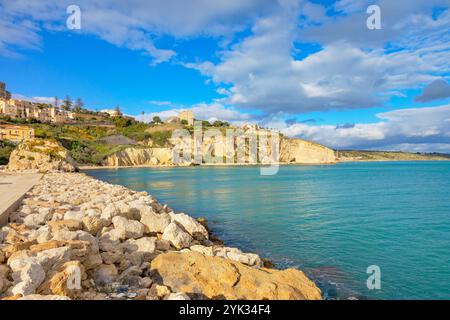 Vue sur la côte de terme Selinuntine, Sciacca, Agrigente, Sicile, Italie Banque D'Images