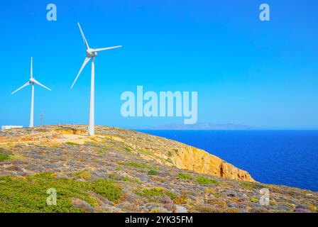 Éoliennes, Sifnos Island, Cyclades Islands, Grèce Banque D'Images