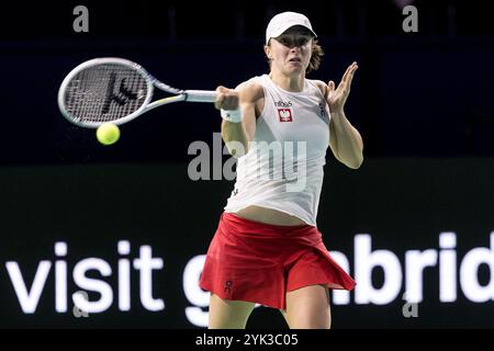 16 novembre 2024 ; Palacio de Deportes Jose Maria Martin Carpena Arena, Malaga, Espagne ; finale de la Coupe Billie Jean King, jour 4 ; IgA Swiatek (POL) contre Linda Noskova (CZE) Banque D'Images