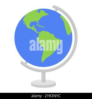 World Globe Education avec Stand Vector. Illustration du globe terrestre de la carte du monde. Icône Globe simple. Illustration de Vecteur