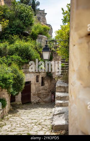 Ruelle aux Baux de Provence, Provence-Alpes-Côte d'Azur, France Banque D'Images