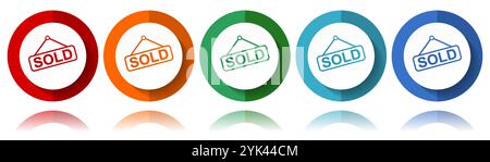 Icônes vectorielles vendues, ensemble d'icônes plates pour la conception de logo, webdesign et applications mobiles, collection colorée de boutons web en eps 10 Illustration de Vecteur