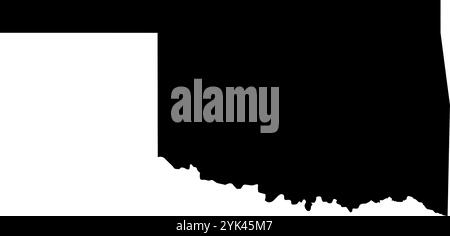 Carte de contour de l'état de l'Oklahoma, États-Unis. Illustration graphique vectorielle sur un fond transparent avec des bordures noires Illustration de Vecteur