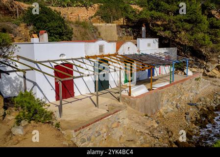 Village de pêcheurs de S'Alguer, à Palamós, l'un des sites les plus emblématiques de la Costa Brava (Baix Empordà, Gérone, Catalogne, Espagne) Banque D'Images