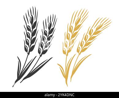 Symbole des épis de blé. Dessin pour pain, farine, whisky, étiquette de bière ou emballage. Illustration vectorielle Illustration de Vecteur