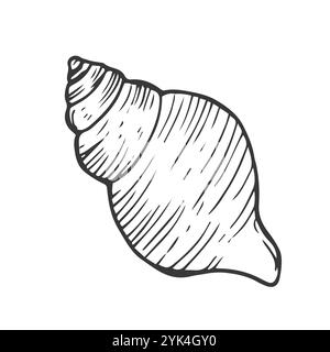 Illustration vectorielle. Ensemble avec des silhouettes de coquillages simples. Dessin de lignes noires sur un fond blanc, Doodle. Page carrée de livre de coloriage pour enfants. Illustration de Vecteur