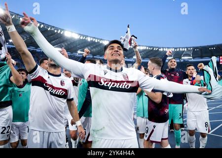 Rome, Italie. 10 novembre 2024. Santiago Castro du Bologna FC célèbre la victoire à la fin du match de Serie A Enilive entre L'AS Roma et le Bologna FC au Stadio Olimpico le 10 novembre 2024 à Rome, en Italie. Crédit : Giuseppe Maffia/Alamy Live News Banque D'Images