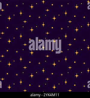 Fond d'étoiles de l'espace, illustration graphique de modèle sans couture étoilé. Motif étoilé de l'univers avec des étoiles brillantes constellations de ciel nocturne galaxie. Vect Illustration de Vecteur