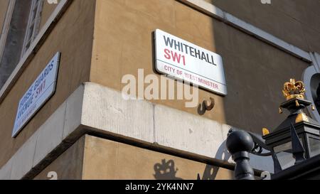 Whitehall and Horse Guards Avenue corner, City of Westminster, Londres SW1 Banque D'Images