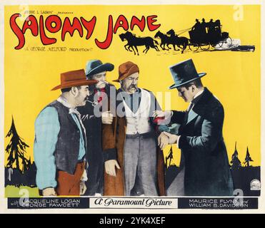 Salomy Jane (1923), Lobby card pour le film muet, produit par Jesse Lasky et mettant en vedette Jacqueline Logan, George Fawcett, Maurice Flynn et William B. Davidson Banque D'Images