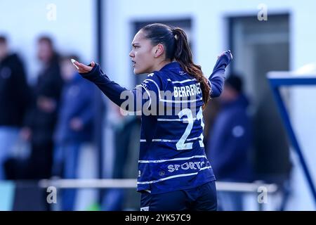 Heerenveen, pays-Bas. 17 novembre 2024. HEERENVEEN, PAYS-BAS - 17 NOVEMBRE : Nicci Berrevoets de Telstar réagit lors du match Eredivisie féminin d'Azerion entre SC Heerenveen et Telstar au Sportpark Skoatterwâld le 17 novembre 2024 à Heerenveen, pays-Bas. (Photo de Pieter van der Woude/Orange Pictures) crédit : Orange pics BV/Alamy Live News Banque D'Images