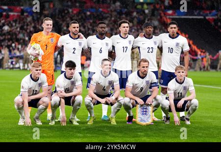 Équipe d'Angleterre avant le match du Groupe B2 de l'UEFA Nations League au stade de Wembley, Londres. Date de la photo : dimanche 17 novembre 2024. Banque D'Images
