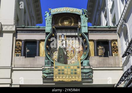 Horloge d'ancre, boîte à musique dans le style Art Nouveau, Hoher Markt, Innere Stadt, Vienne, Autriche, Europe Banque D'Images