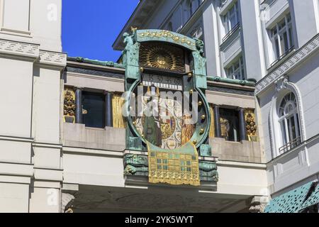 Horloge d'ancre, boîte à musique dans le style Art Nouveau, Hoher Markt, Innere Stadt, Vienne, Autriche, Europe Banque D'Images