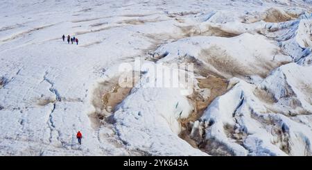 Glacier Trekking, Nordenskioeld Glacier, Petuniabukta, Billefjord, Arctique, Spitzberg, Svalbard, Norvège, Europe Banque D'Images