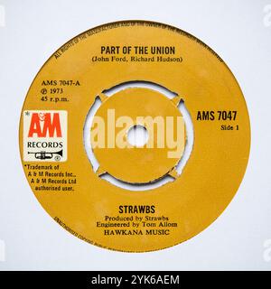 Label central de la version single de sept pouces de part of the Union by the Strawbs, qui est sortie en 1973 Banque D'Images