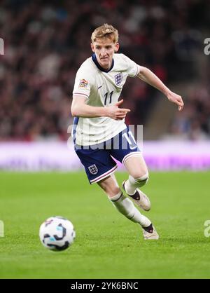 L'Anglais Anthony Gordon lors du match du Groupe B2 de l'UEFA Nations League au stade de Wembley à Londres. Date de la photo : dimanche 17 novembre 2024. Banque D'Images