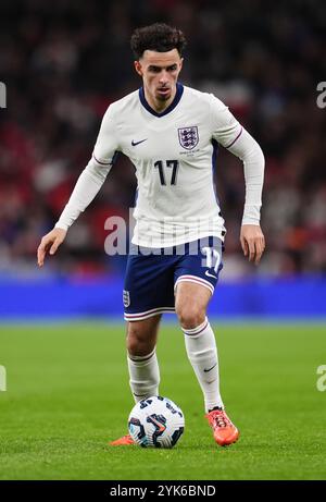 L'anglais Curtis Jones lors du match du Groupe B2 de l'UEFA Nations League au stade de Wembley à Londres. Date de la photo : dimanche 17 novembre 2024. Banque D'Images