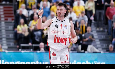 Ludwigsburg, Deutschland. 17 novembre 2024. IM Bild : Zachary Seljaas (paniers de Wuerzburg, 1) 17.11.2024, MHP Riesen Ludwigsburg v. FIT-One paniers de Wuerzburg, easyCredit BBL, 9. Spieltag, Deutschland, Ludwigsburg, MHP-Arena, crédit : dpa/Alamy Live News Banque D'Images