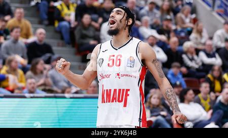 Ludwigsburg, Deutschland. 17 novembre 2024. IM Bild : Jhivvan Jackson (Wuerzburg Baskets, 56), Jubel 17.11.2024, MHP Riesen Ludwigsburg v. FIT-One Wuerzburg Baskets, easyCredit BBL, 9. Spieltag, Deutschland, Ludwigsburg, MHP-Arena, crédit : dpa/Alamy Live News Banque D'Images