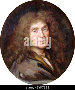 Molière, Jean-Baptiste Poquelin (1622 – 1673), Molière, dramaturge, acteur et poète français. Portrait de Molière par Pierre Mignard Banque D'Images