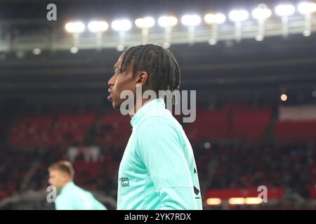 Vienne, Autriche. 17 novembre 2024. VIENNE, AUTRICHE - 17 NOVEMBRE : Junior Adamu d'Autriche lors du match UEFA Nations League - League B Group B3 entre l'Autriche et la Slovénie au stade Ernst Happel le 17 novembre 2024 à Vienne, Autriche .241117 SEPA 07 123 - 20241117 PD12672 crédit : APA-PictureDesk/Alamy Live News Banque D'Images