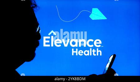 Dans cette illustration photo, un logo Elevance Health Inc est affiché sur un moniteur. Banque D'Images