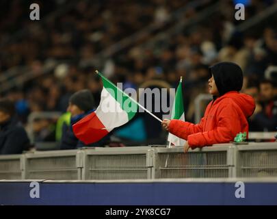 Milan, Italie. 17 novembre 2024. Supporters italiens lors de l'UEFA Nations League, League A, Group 2, match de football entre les équipes nationales d'Italie et Frace, le 17 novembre 2024 au stade San Siro, Milan, Italie crédit : Nderim Kaceli/Alamy Live News Banque D'Images