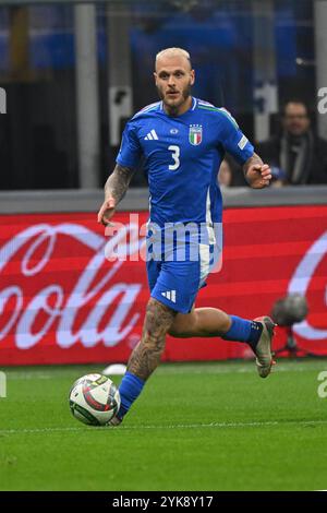 Stade San Siro, Milan, Italie. 17 novembre 2024. International Football UEFA Nations League, Groupe 2, Italie contre France ; Federico Dimarco d'Italie crédit : action plus Sports/Alamy Live News Banque D'Images